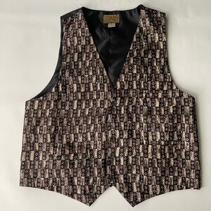 Utopia Black and Brown Patterned Vest NWOT